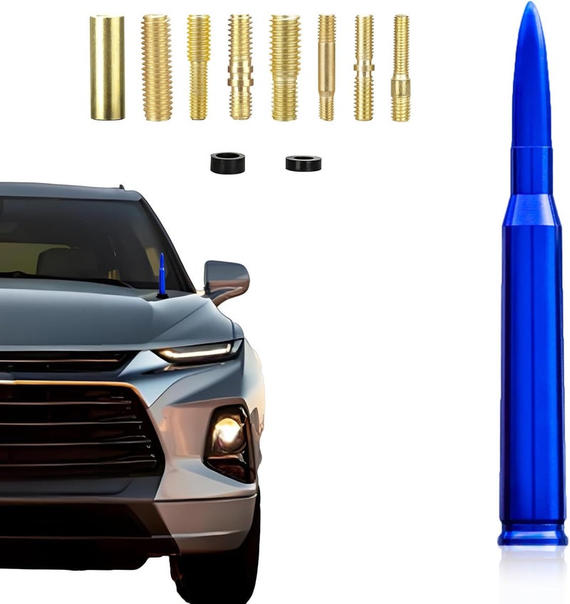 Seprochoo Car Truck 50 Cal Bullet Decoration Replacement Truck Accessories Red Universal for GMC Sierra 1500 Chevy Dodge Ram Silverado 1500 2500 3500 Ford F150 F250 F350 Car Truck Decoration (Blue) - Image 1